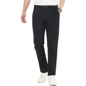 AMY ZHU Mens Classic-Fit Casual Stretch Straight Pant (33W x 34L, Navy)