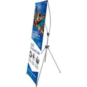 T-SIGN Reinforced Block Adjustable Tripod X Banner Stand, 23 x 63 to 32 x 78 Inch, Portable Travel Bag, Bigger, More Adaptable, Trade Show Exhibition - Silver (Pack of 1)