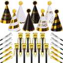 30 Pcs Gold Birthday Party Hats Cone Hats Includes 8 Birthday Paper Hats and 22 Noise Makers