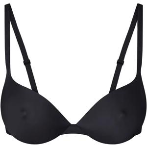 REORIA Women's Trendy Plunge Nipple Padded Comfortable Smoothing Supportive Underwire Push Up Bras (38C, Black)