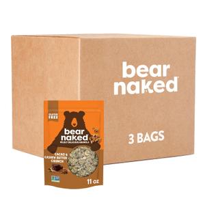 Bear Naked Granola Cereal, Whole Grain Granola, Breakfast Snacks, Cacao and Cashew Butter Crunch (3 Bags) (11 Ounce (Pack of 3)), BB date 01/26/26