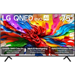 LG 75-Inch Class QNED evo AI QNED92A Series Mini LED 4K Smart TV w/Dolby Atmos, Dolby Vision, HDR10, AI Super Upscaling 4K, Filmmaker Mode, Wow Orchestra, Alexa Built-in (75QNED92AUA, 2025)