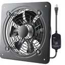 12 Inch Window Exhaust Wall Mounted Ventilation Basement Extractor Industrial Fan 720 CFM High-Speed1460 RPM Industrial Fan for Home Garage Office Commercial Use (12 Inch+Speed Control)