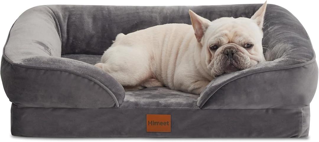 Orthopedic Dog Bed for Medium Size Dogs - Comfort Dog Sofa, Pet Couch with Removable Washable Cover and Waterproof Lining, Supportive Foam Pets Sofa with Nonskid Bottom, Grey (28.0"L x 23.0"W x 6.5"Th)