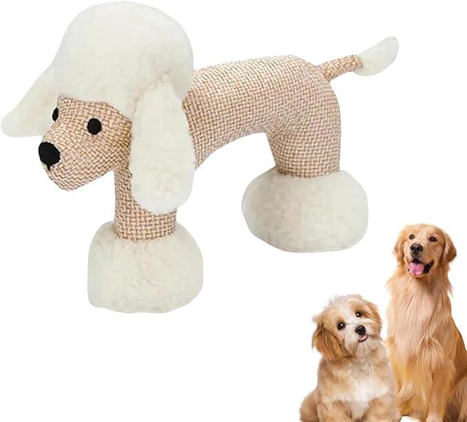 2 x Linen Animal Shape Cotton Rope Dog Chew Toy, Squeaky, Sturdy Linen Fabric (Dog)