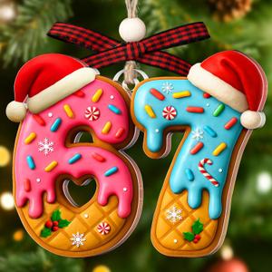 4 x 67 Ornament  Donut 6 7 Christmas Ornaments  Funny Christmas Ornaments  67 Meme Gag Gifts for Kids, Girls  Trendy Stocking Stuffers for Teens  Acrylic 6 7 Trending Ornament Decorations 2025