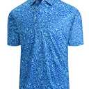 Hodaweisolp Golf Shirts for Men Dry Fit Print Moisture Wicking Performance Short Sleeve Polo Shirt Blue Wave , Size XXL