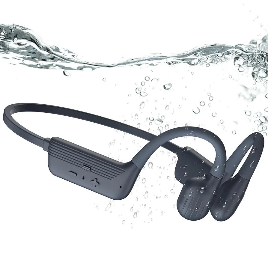 Swimming Headphones, IP68 Waterproof Bone Conduction Headphones with 32GB Memory, Bluetooth 5.4 Open Earphones, Wireless Underwater Earbuds for Swimming, Running, Sports