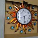 Sun Outdoor Clock with Thermometer and Hygrometer Combo, Silent No-Ticking Outdoor Wall Clock, Waterproof Quartz Clock for Patio, Living Room, Kitchen, Garden, 13 Inch