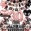 Death to My 20s Decorations, 30th Birthday Decorations for Her Black and Rose Gold, Rip to My 20s Birthday Decorations Funeral for My Youth 30th Birthday 30 Balloon Numbers Dirty Thirty Party Supplies