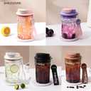 16oz Coffee Cup Cold Water Bottle, Clear and Transparent Cup, 100% Leakproof One Hand, Narrow Spout Easy Carried for Women, Men, Office School Travel, White