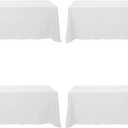 BRILLMAX 4 Pack White Tablecloths for 8 Foot Rectangle Tables 90 x 156 Inch - 8ft Rectangular Bulk Linen Polyester Fabric Washable Cloth Cover for Wedding Reception Banquet Birthday Party