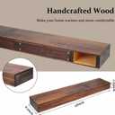 AZSKY Fireplace Mantel Shelf Deep Walnut 48 Inches Hollow Wood Shelves with Invisible Real Wood Bracket Wall Shelves for Over Fireplace Rustic Floating Shelves for Living Room Set of 1