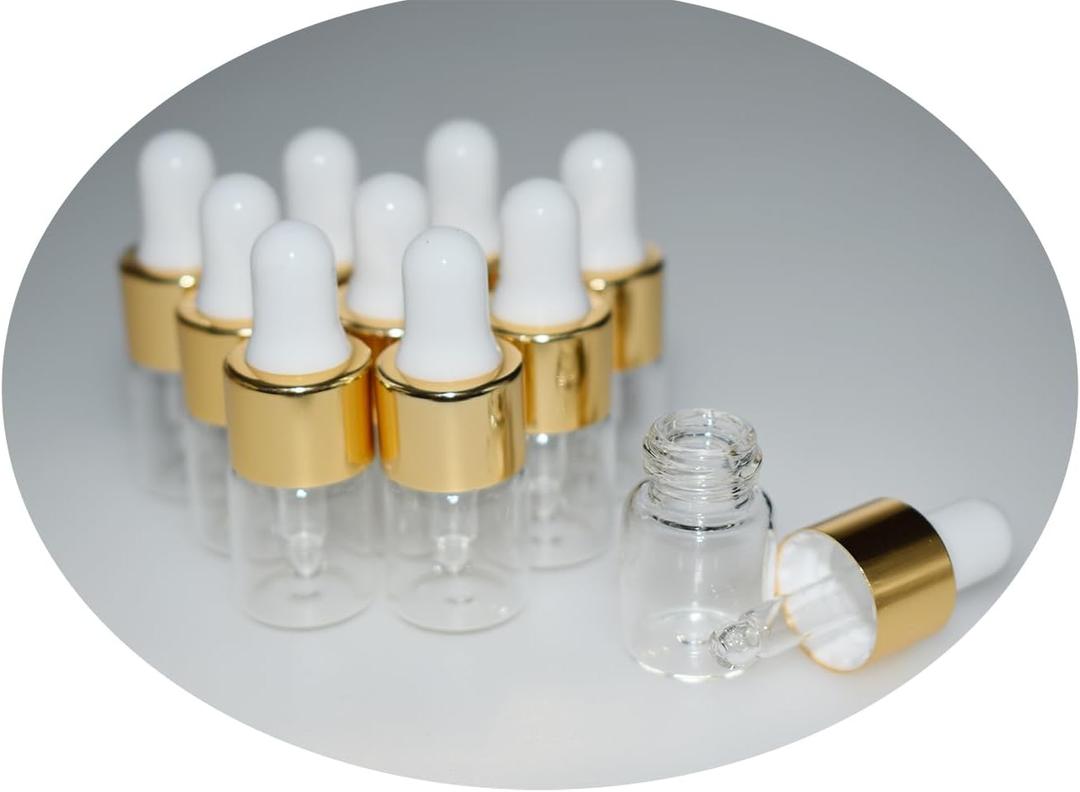 Small Dropper Bottle, 10pcs 2ml Mini Sample Dropper Bottles Mini Makeup Containers for Travel Liquids Tiny Glass