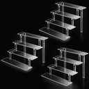 Acrylic Risers for Display, Perfume Organizer Display, 9 Acrylic Shelf Risers for Perfume Cologne Organizer Makeup Nail Polish, Clear Display Stands 4 Tier Display Stand for Collectibles (3 Pack)