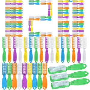 Mifoci 120 Pcs Handle Grip Nail Brush for Cleaning Fingernails Cleaner Scrub Brush Bulk Hand Cleaning Brushes Soft Stiff Bristles Pedicure Manicure Tools for Nail and Toe(Neon Color)