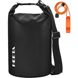 HEETA Waterproof Dry Bag for Women Men(Upgraded Version) 5L/10L/20L/30L/40L Roll Top Lightweight Dry Storage Bag Backpack with Emergency Whistle for Travel, Swimming, Boating, Kayaking, Camping, Beach (Black)
