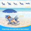 Nice C Toddler Beach Chair, Kids Beach Chair with Umbrella, Backpack Beach Folding Chairs, Backpack Camping Chairs, 5-Position Reclining, with Cup Holder, for Beach, Camping, Picnic (1 Pack)