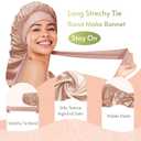 10 x BONNET QUEEN Braid Bonnet Silk Bonnet Foldable Extra Long Wrap for Braids Satin Bonnets with Tie Band Long Sleep Cap, Champagne (Medium)