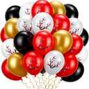 Jenaai 60 Pcs Hibachi Party Decorations Red White Black Gold Hibachi Balloons 12 Inch Cherry Blossom Chinese Japanese Latex Balloons Cherry Party Decorations for New Year, Spring Festival, Wedding