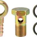 X AUTOHAUX 1 Set Banjo Bolt M16x1.5 Banjo Bolt Hose Barb Fittings Brake Line Fitting Adapter with Copper Washers for Motorcycle Car Iron Bronze Tone