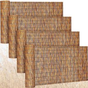 Barydat 4 Pcs 3 x 16.4 ft Reed Fence Roll, 85% Shade Bamboo Privacy Screen, Natural Decorative Reed Fencing for Outdoor Garden Backyard Patio Balcony
