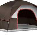 Tents for Camping 6 Person Tent Waterproof Windproof Double Layer Family Camping Tent, Easy Setup Dome Tent with Large Mesh Windows & Wider Door for Outdoor Camping & Hiking (Brown)