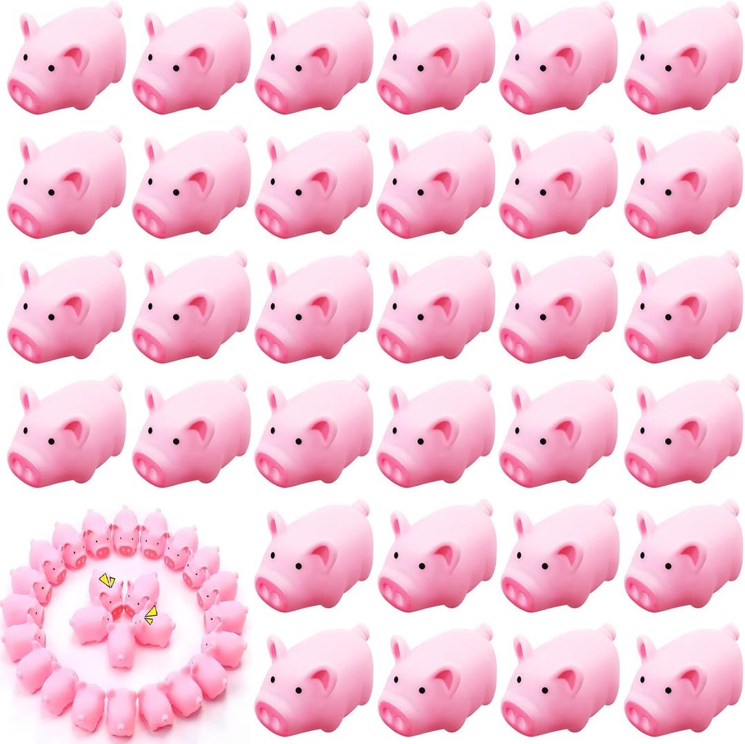 200 Pcs Rubber Pig Bath Toy Bulk Tiny Pig Toys Float and Squeak Pig Toy Pink Piggy Bathtub Toys for Baby Shower Halloween Christmas Birthday Party Supplies, 2.25 x 1.5 x 1.5 Inch