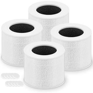 Core Mini Replacement Filter for LEVOIT Core Mini and Core Mini-P Air Purifier, 3-in-1 High-Efficiency Activated Carbon Filter, Core Mini-RF, 4 Filter & 10 Fragrance Sponge (White)