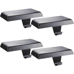 Sunshane 4 Pieces Christmas Stocking Holders Mantel Stocking Hanger Hooks Fireplace Mantle Metal Hang Bases for Xmas Party Decorations (Black)