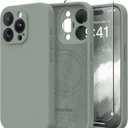 Magnetic for iPhone 14 Pro Max Case, Compatible with MagSafe, [Full Camera Protection][Screen Protector] Silicone Shockproof Protective Phone Case for iPhone 14 Pro Max 6.7", Calke Green