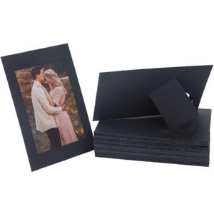50 Pack Standing Paper Picture Frames 4x6,Cardboard Photo Frame with Easel,Paper Photo Frame Cards,Gallery Frames Bulk For Thanksgiving, Halloween, Fall Decor, Classroom Craft DIY, Black