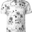 JOGAL Boy's Hawaiian Shirt Floral Short Sleeve Button Down Shirt Summer Beach Shirts Size 8