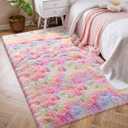 4x6 Soft Fluffy Unicorn Rainbow Rug for Girls Bedroom Kids Colorful Plush Area Rugs Cute Floor Carpets Shaggy Playing Mat for Kids Baby Girls Room Nursery Home Decor