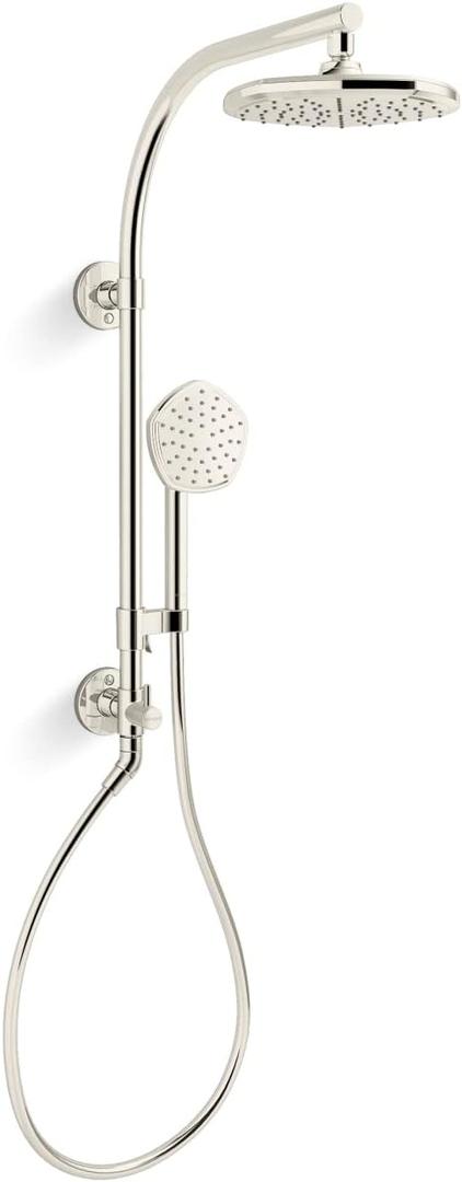 KOHLER 27118-G-SN Hydrorail-R Occasion Arch Shower Column Kit With Rainhead And Handshower 1.75 Gpm in Vibrant Polished Nickel