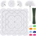 LELEE 108pcs Carnation Head Flowers with Stem, White Artificial Carnations Flowers Bulk, White Silk Carnation Fake Flower for Wedding Bouquet Table Centerpieces Funeral Cemetery Gravesite Decor