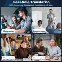 AI Translation Earbuds Real Time - Translator Earbuds for 144 Languages, LCD Touch Screen, Open-Ear Design, Translation Headphones, Audfonos Traductores, Perfect for Travel, Business -Sapphire Blue