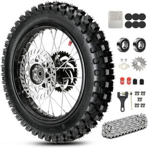 14'' Wheel 90/100-14 3.00-14 Dirt Bike Rear Tire Rim Assembly for RM80 RM85 KLX125 KX85 TT125 YZ85 YZ80 TaoTao DB17 DB27 Off Road Pit Bike and 12mm Bearings Brake Rotor 428 Chain 41T Sprocket