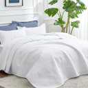 Love's cabin Oversized King Size Quilt Bedding Set White Bedspreads - Oversized King Lightweight Bedspread Comforter - Coin Pattern Coverlet for All Season - 3 Pieces (1 Quilt, 2 Pillow Shams)