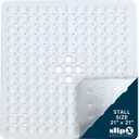 SlipX Solutions Essential Square Shower Mat, 21"x21", Grippy Textured Surface, 25% Stronger Suction Cups, Non-Slip Shower Floor Mat for Bathers of All Ages, Fits Standard Shower Stalls & Tubs, White