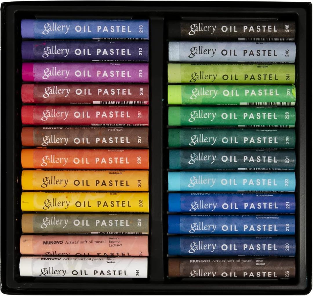 MUNGYO Gallery Artists' Soft Oil Pastels, 24 Assorted Colors - Professional Grade Oil Pastels for Artists