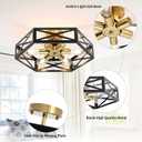 6-Light Semi Flush Mount Ceiling Light, Large Black and Gold Fixtures Ceiling Mount with Hexagon Cage, Metal Industrial Close to Ceiling Light for Hallway, Kitchen, Bedroom (19.68''L)