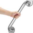 AmazerBath Shower Grab Bars for Seniors Anti Slip, Bath Safety Grab Bar for Needy, Stainless Steel Bathroom Safety Grab Bars, Thickened Bar Bigger Base Holds 500LBS, 16" L x 1.25" D, Brushed Nickel