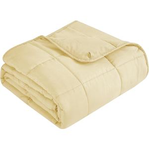 Topcee Weighted Blanket for Adults (10 lbs, 48" x 72") Twin Size Soft Cooling Heavy Blanket Sleeping, Apply to 90-110 lbs Body, Thick Breathable Blanket with Glass Bead, Easy Care (Beige)