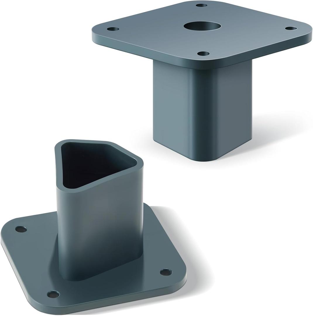 Nuanchu 2 Pcs T Post Mounting Plate Compatible with Most Standard Fence Post Pole Mount Flange 3 x 3 x 2.09 Inch Inch Mounting Plate for Bird Houses Bird Feeder Mailboxes and More (Plastic,Dark Green)
