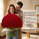 Waipfaru Red Roses Artificial Flowers Bulk, Real Touch Velvet Roses with Wrapping Paper, 50 Pcs Fake Flowers for Wedding Centerpieces Bridal Bouquet Valentines Mothers Day Decor
