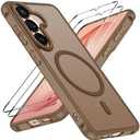 ivoler 3-in-1 Magnetic Case for Samsung Galaxy S26 5G 6.3'' with 2 Pack Screen Protector, [MagSafe Compatible] [Military Grade Drop Protection] Slim Translucent Shockproof Phone Cover- Light Brown