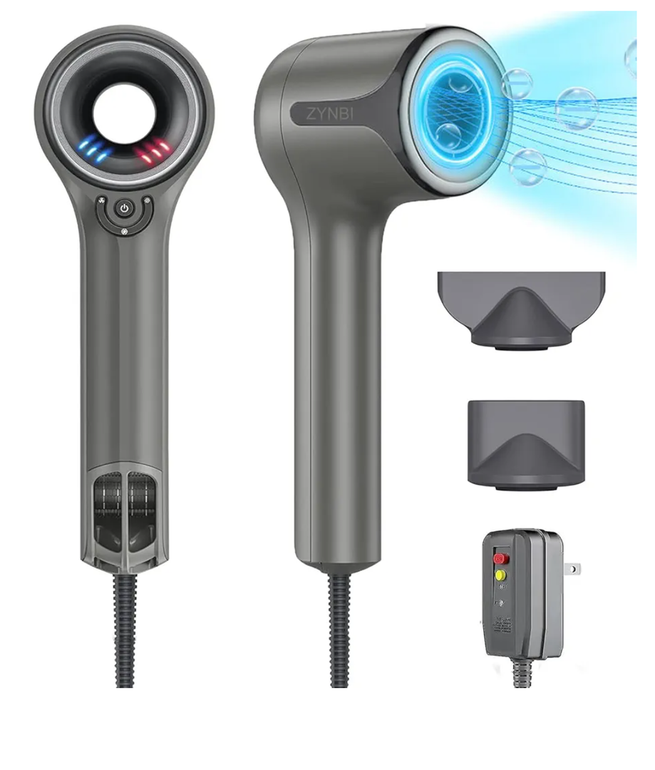 Maxfoxe Ionic Hair Dryer, Professional Blow Dryer with High-Speed Brushless Motor for Fast Drying, Quiet Hairdryer with 2 Magnetic Nozzles, 4 Temps & 3 Speeds Settings for Salon,Home, Gray