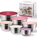 Amazon.com: COOK WITH COLOR Stainless Steel Mixing Bowls Set with Lids - Nesting Bowls with Non-Slip Bottom, Rose, 12 Pieces: Home & Kitchen Rose