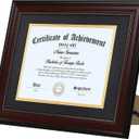 DOAI ART 8.5x11 Diploma Frame Classic Mahogany Color Display 8.5x11-inch with Black Over Gold Mat or 11x14 Document &Certificate Without Mat,Wide Molding, Gold Beads Hanging Hardware Included